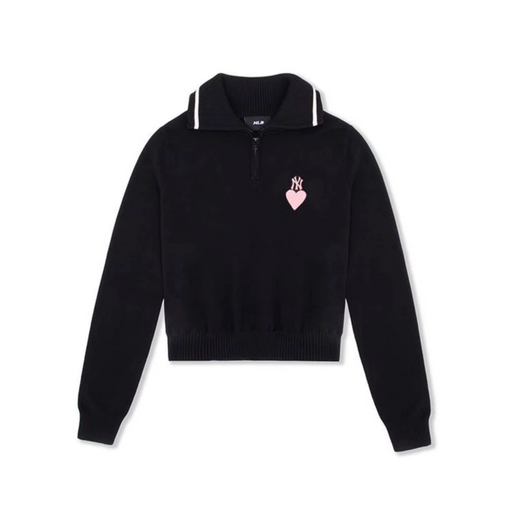 MLB女款爱心刺绣logo套头衫时尚舒适毛衣24年秋季新款3FKPH0144