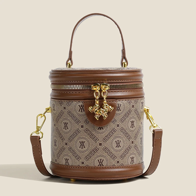 水桶包女2024新款潮高级感小众设计手提圆筒包包时尚百搭单肩斜挎