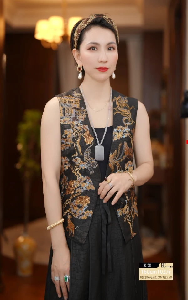 【K】新款春夏款休闲新中式系带重工绣花马甲KX45041905~衣长48起