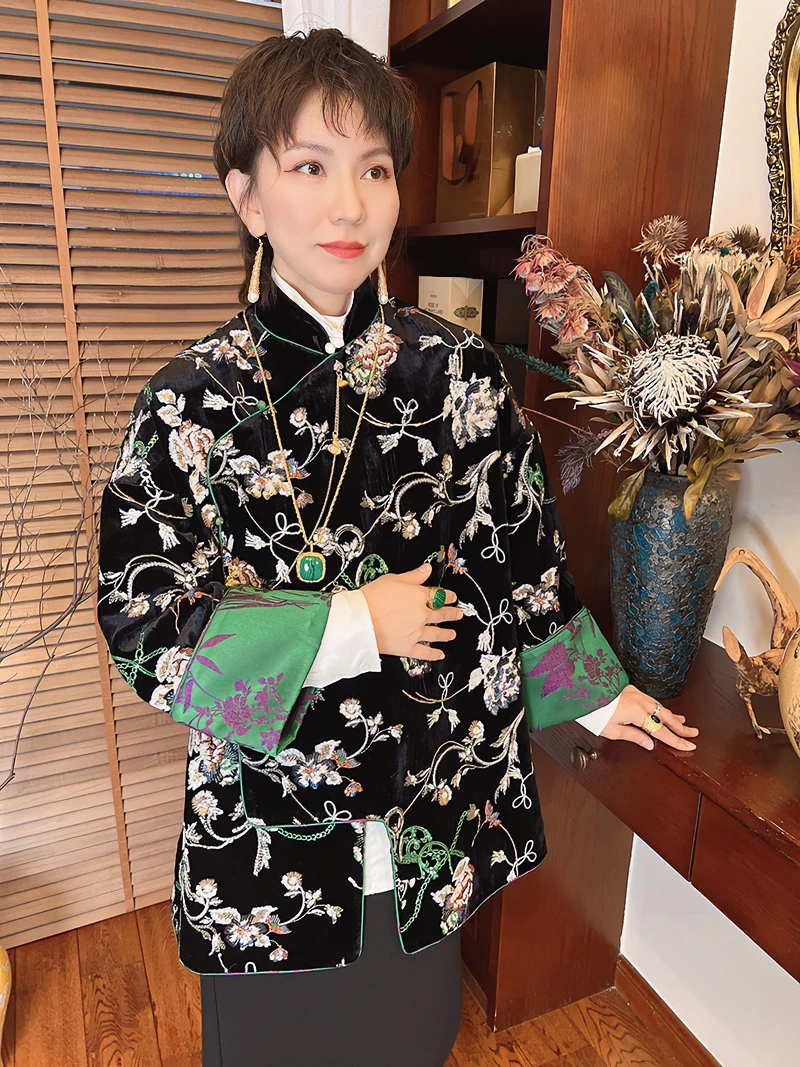 【K】主母宽松复古新中式国风优雅圆领刺绣KK01010299 衣长78~