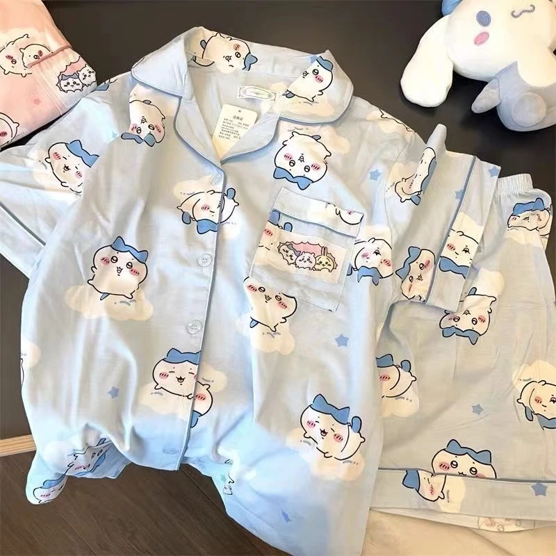 日系吉伊卡哇睡衣女夏季短袖卡通甜美风ins少女可外穿家居服套装