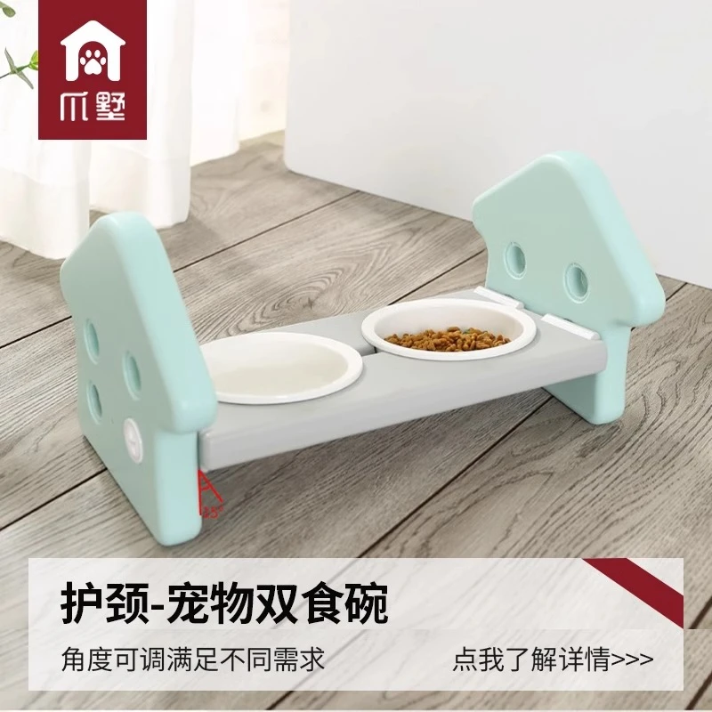 小型犬狗碗防漏食防打翻狗狗食盆狗粮喝水一体饭碗猫碗宠物碗塑料