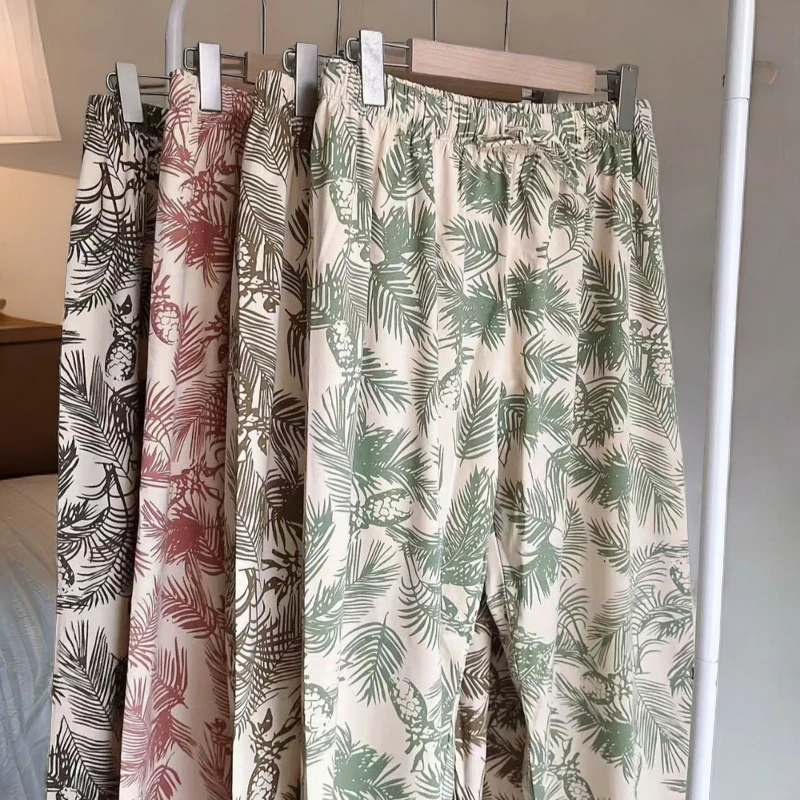 韩版睡裤女长裤春秋纯棉薄款宽松大码全棉可外穿休闲睡裤家居裤女