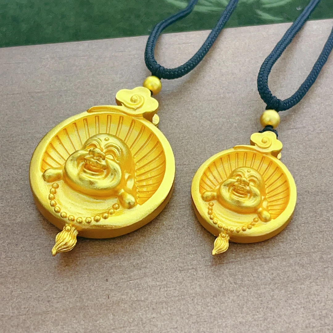 合金吊坠 祥云弥勒佛中古精美项坠雕刻实心