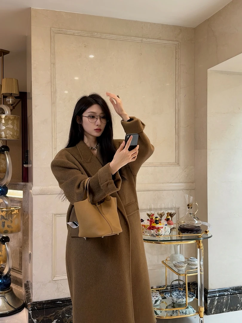 MY.LADYBRO气质时尚休闲百搭女士长款宽松设计师双面羊毛大衣