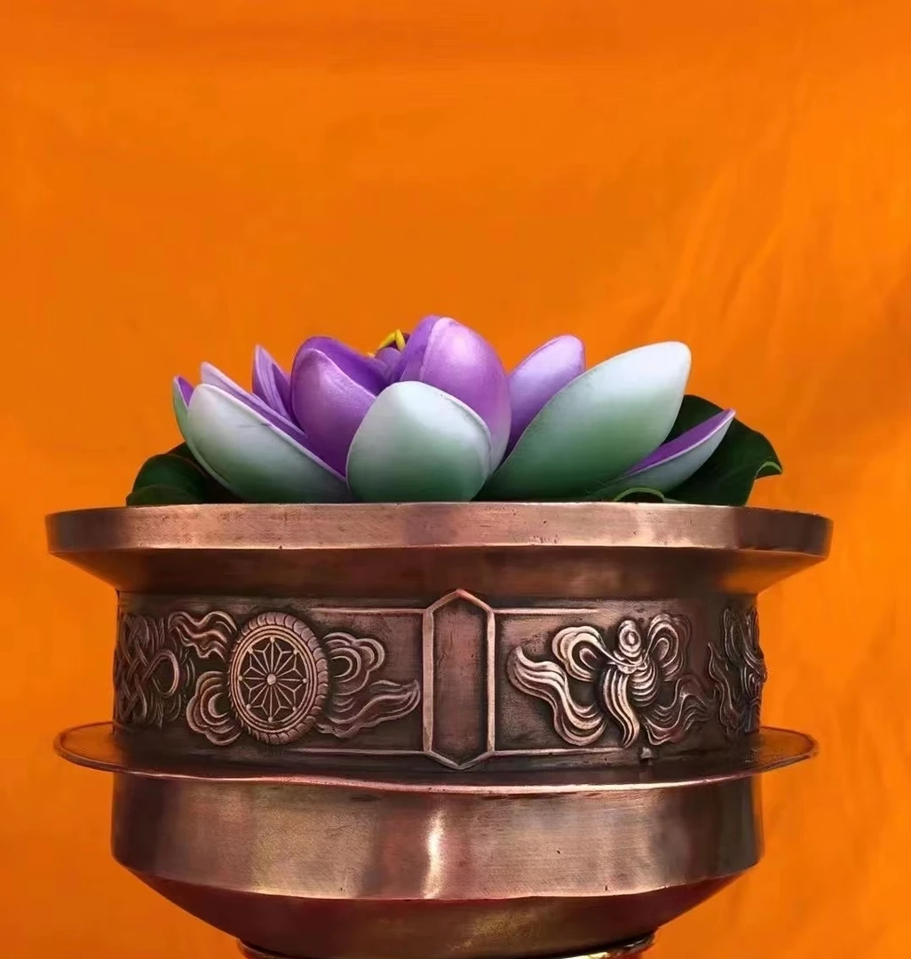 紫铜八宝铜锅摆件 直径18公分高度10公分式铜锅 紫铜锅