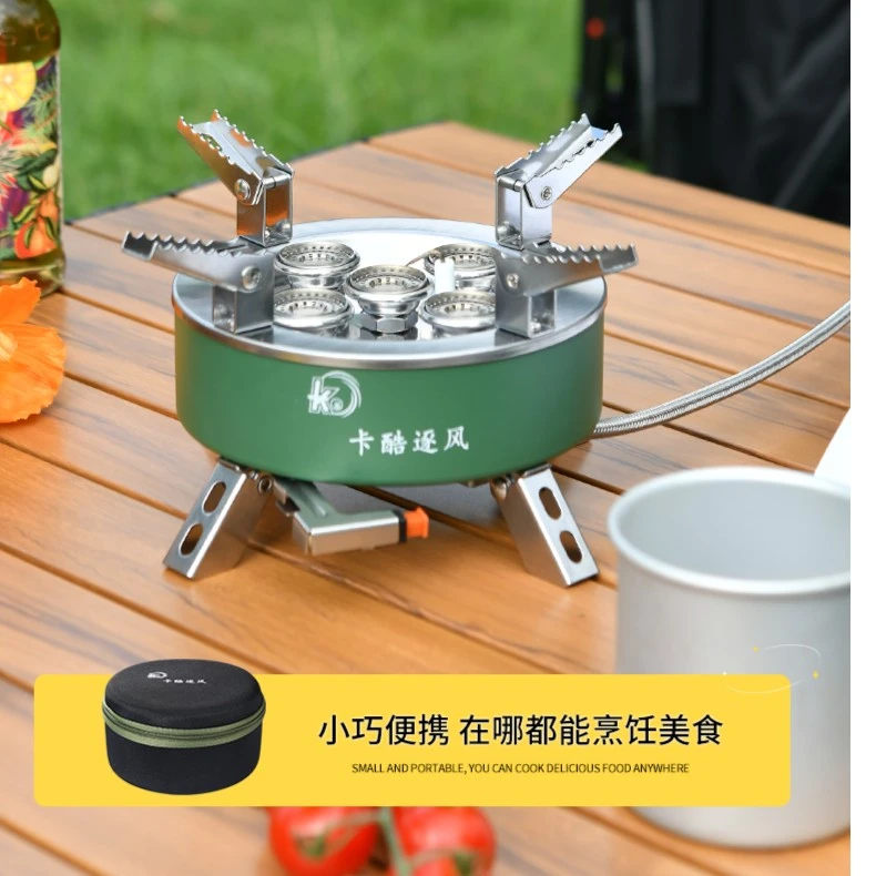 卡酷逐风户外五头炉猛火野外防风大功率自带电子烹饪简易方便露营