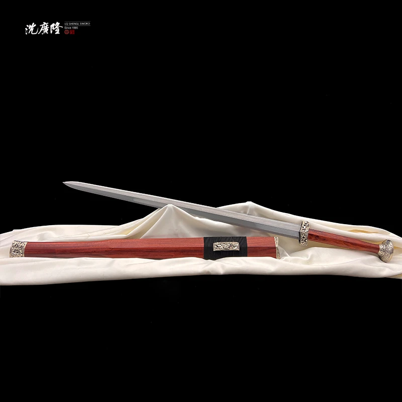 龙泉沈广隆-螭虎大汉剑 血檀木 白铜 花纹钢 手工锻打 未开刃