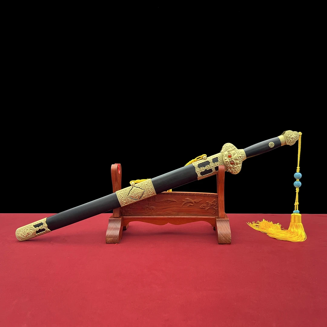 龙泉沈广隆-大永乐 八面 黄铜 黑檀木  手工锻打 宝剑 未开刃