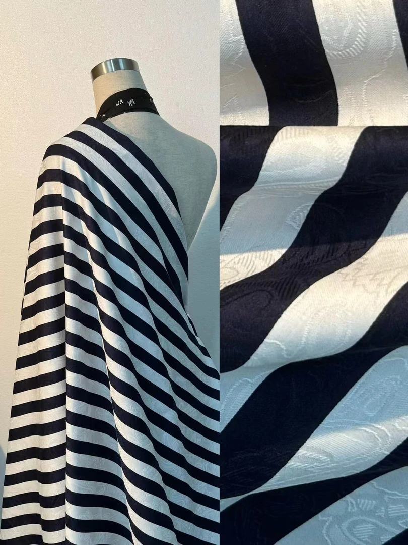 【蓝白粗条纹】加密百支精梳棉缎面料