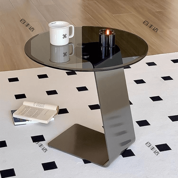 北欧家具意式沙发边几茶桌现代轻奢客厅玻璃创意小茶几床头边角几