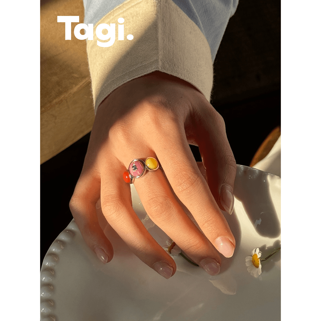 铜合金树脂戒指 03/28 Tagi.Tanghulu糖葫芦镶钻亚克力开口戒指