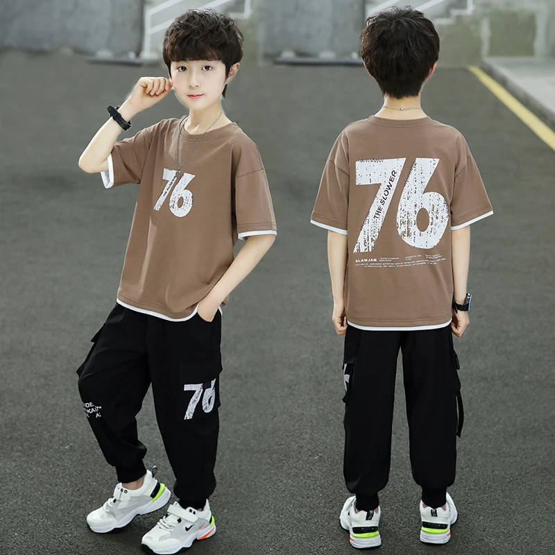 童装男童夏装套装2024新款夏季6儿童短袖12两件套8中大童15岁潮款