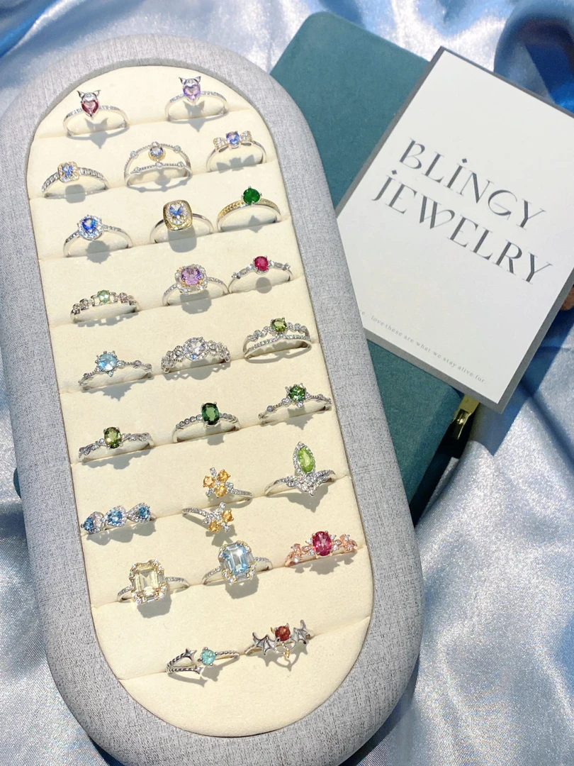 925银银制品 轻奢时尚镶嵌银饰手工小众气质手链项链吊坠耳钉戒指