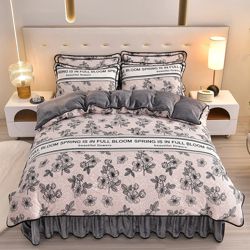 【卡绒家】秋冬防寒加绒加厚双面牛奶绒亲肤保暖四件套双面绒高克重