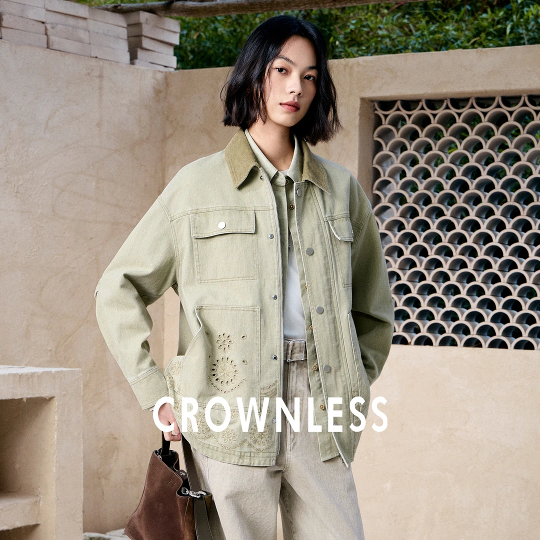 [CROWNLESS] 未冕复古巴恩风垂挺灯芯绒刺绣夹克外套  C1CF125007