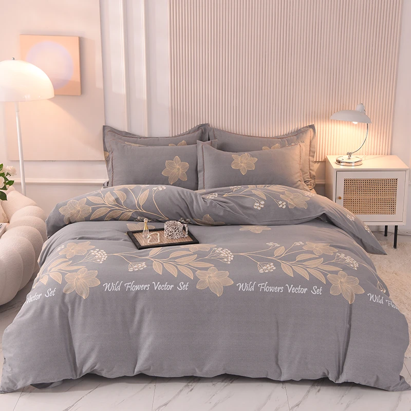 2025新款加厚全棉床上四件套柔软亲肤纯棉磨毛三件套床单床笠款