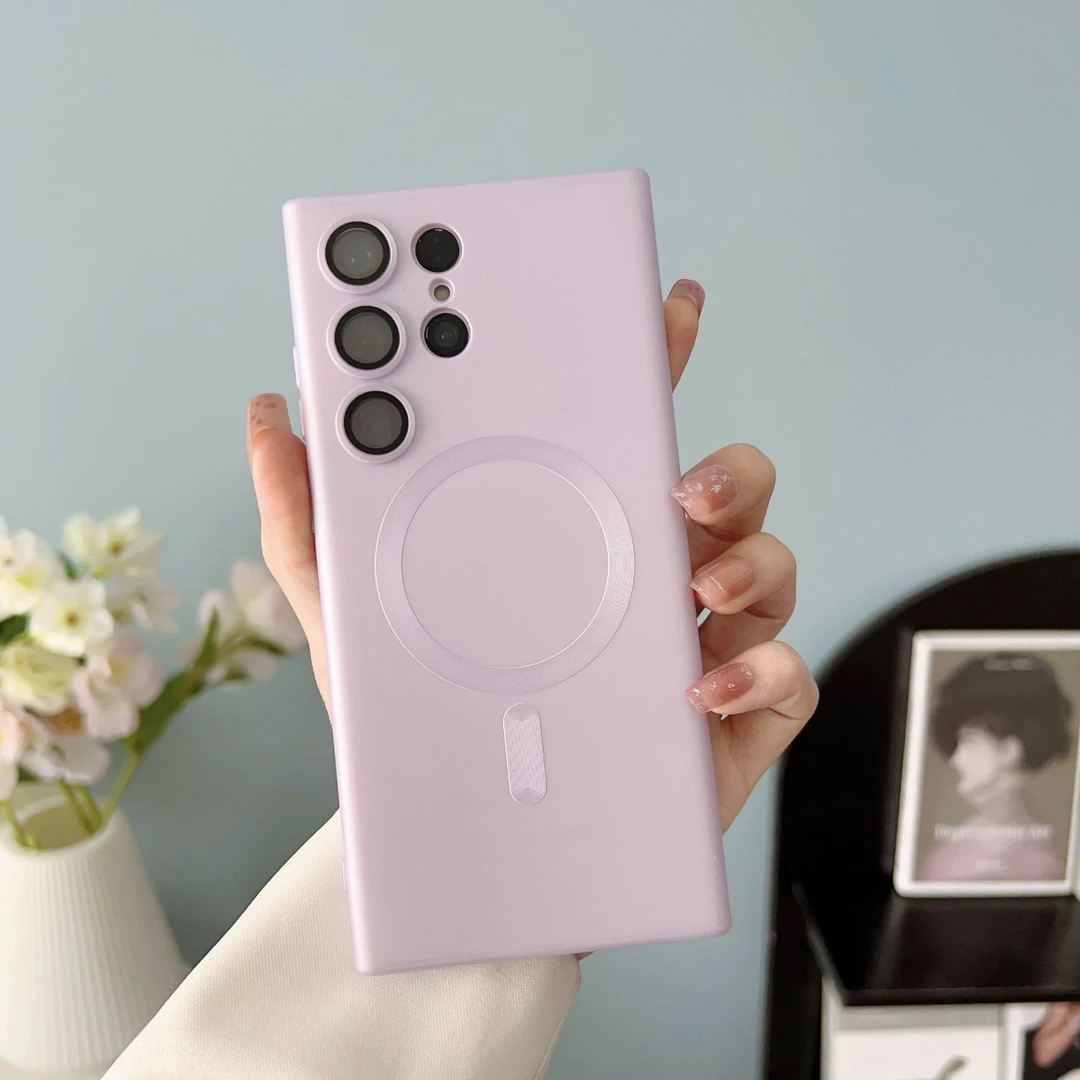 适用三星s22ultra手机壳磁吸高档S23磨砂全包镜头膜S21+防摔保护