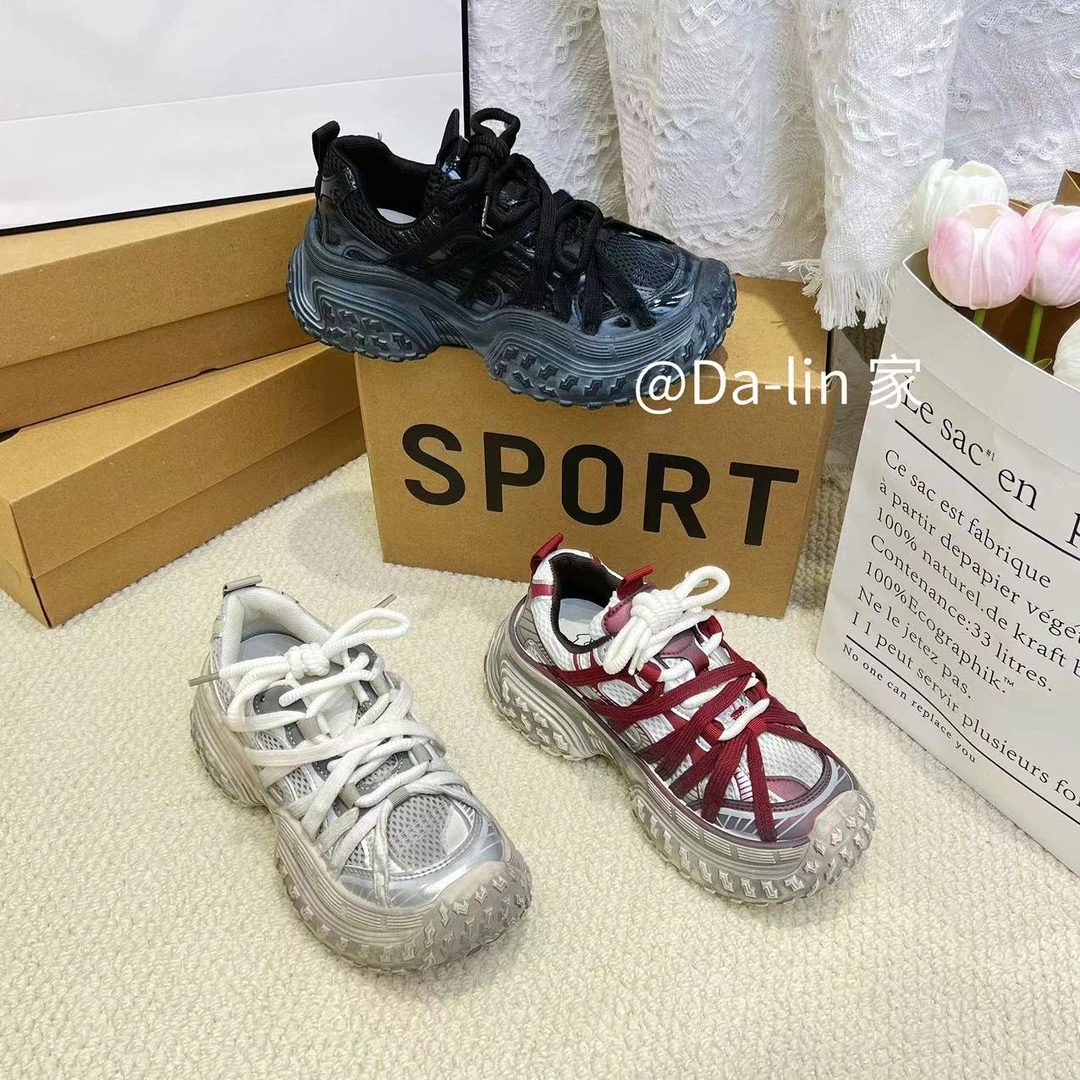 糖果色2024爆款夏季运动透气休闲防滑软底舒适百搭老爹鞋