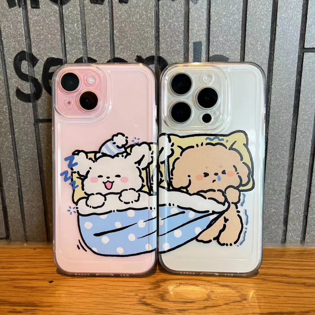 飞虎胜情侣睡觉小狗适用苹果华为iPhone15/14promax/13/12手机壳