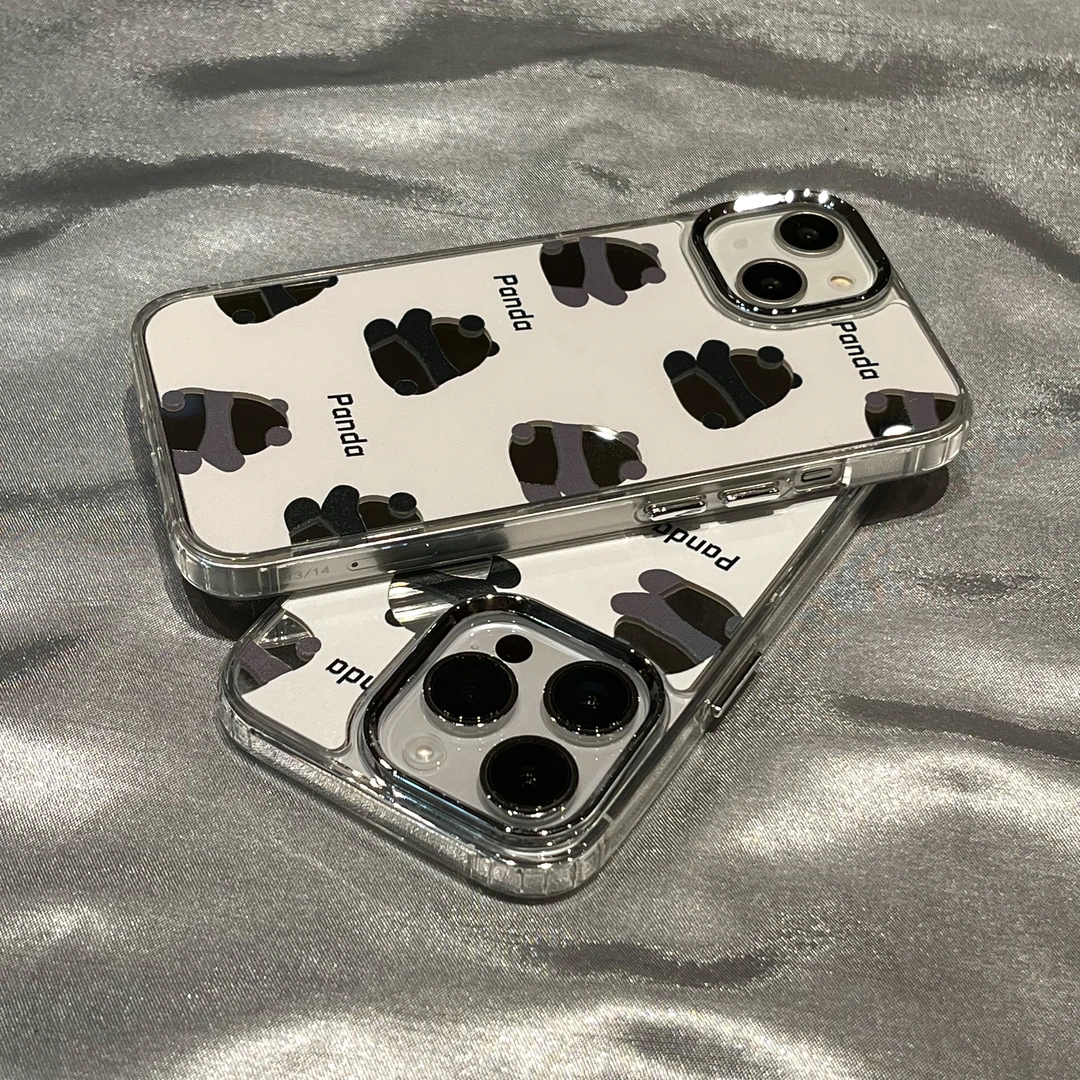 小众ins可爱卡通小熊猫iPhone14Promax苹果15Pro手机壳新款13镜面