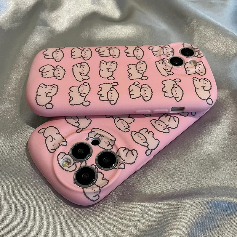 满屏粉色小狗苹果14promax手机壳新款iphone13卡通15可爱11硅胶女