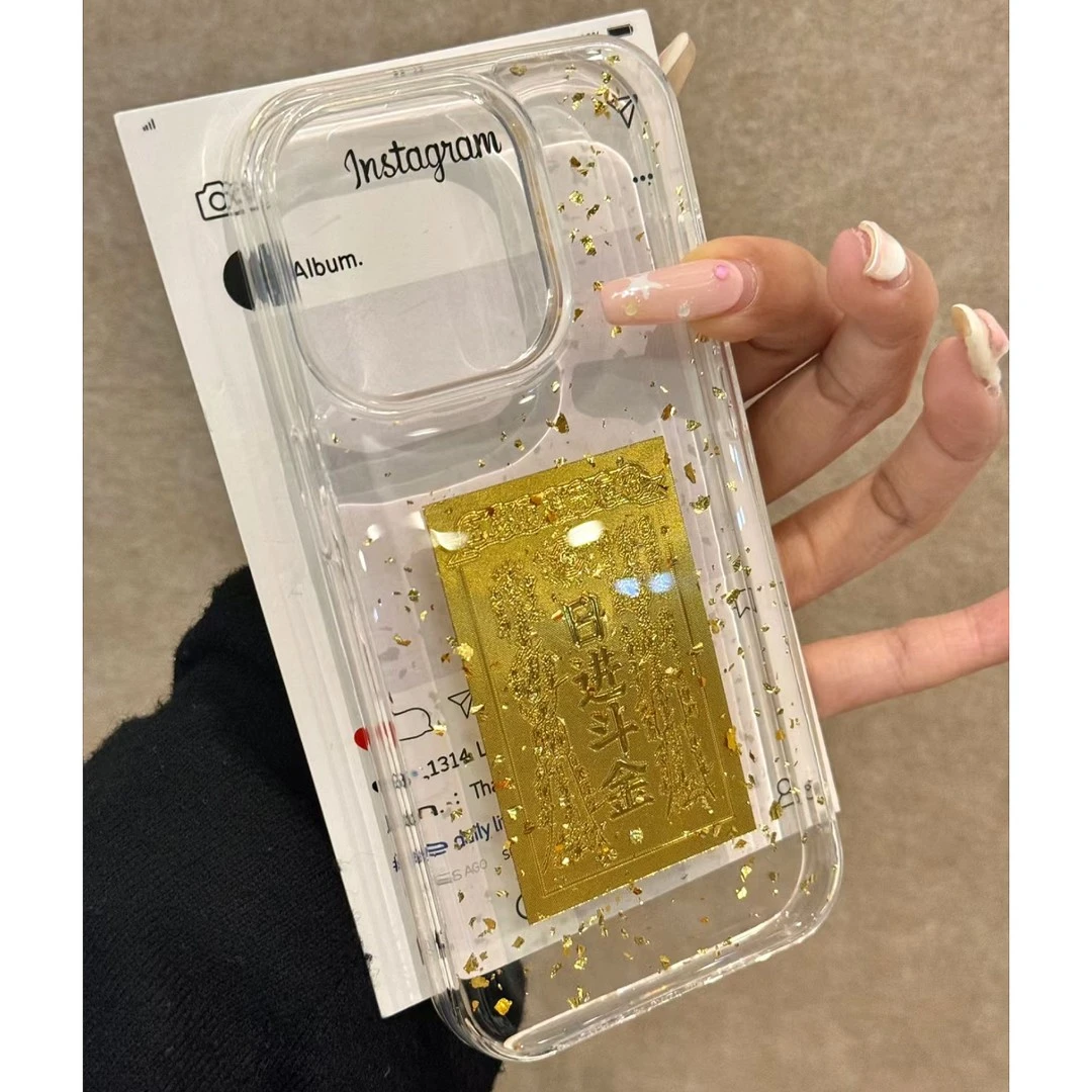 飞虎胜金箔滴胶日进斗金适用苹果16手机壳华为p70oppo小米vivo套