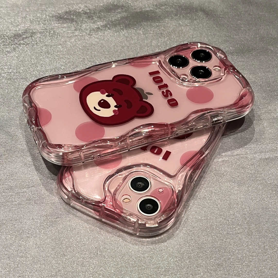 飞虎胜粉色卡通可爱网红小熊适用iPhone15Promax苹果14手机壳13女