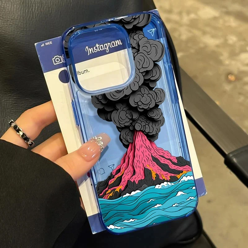 飞虎胜火山喷发大孔透蓝适用iphone15/16promax手机壳12/13苹果14