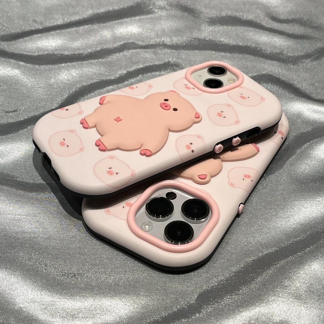 趣味卡通可爱立体小猪苹果14Promax手机壳iPhone13新款12硅胶11女