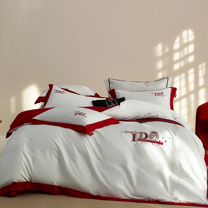 高端轻奢2025新款100s匹马棉A类贡缎小拼接四件套正宗100s匹马棉