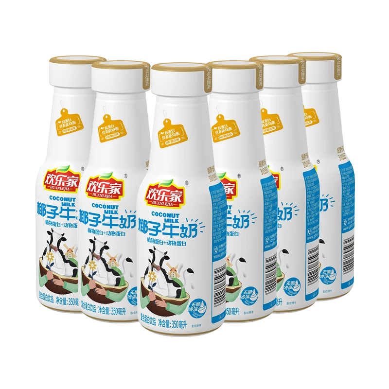 欢乐家350X6瓶毫升椰子牛奶奶香椰奶全脂蛋白质饮料生榨无菌生榨