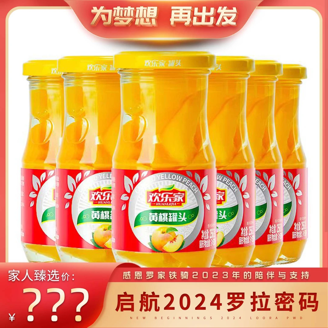 【欢迎罗家人回家】 欢乐家黄桃罐头256g*6罐