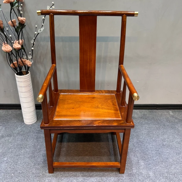 黄檀新中式官帽椅四出头主人椅 坐宽60坐深48坐高48总高115