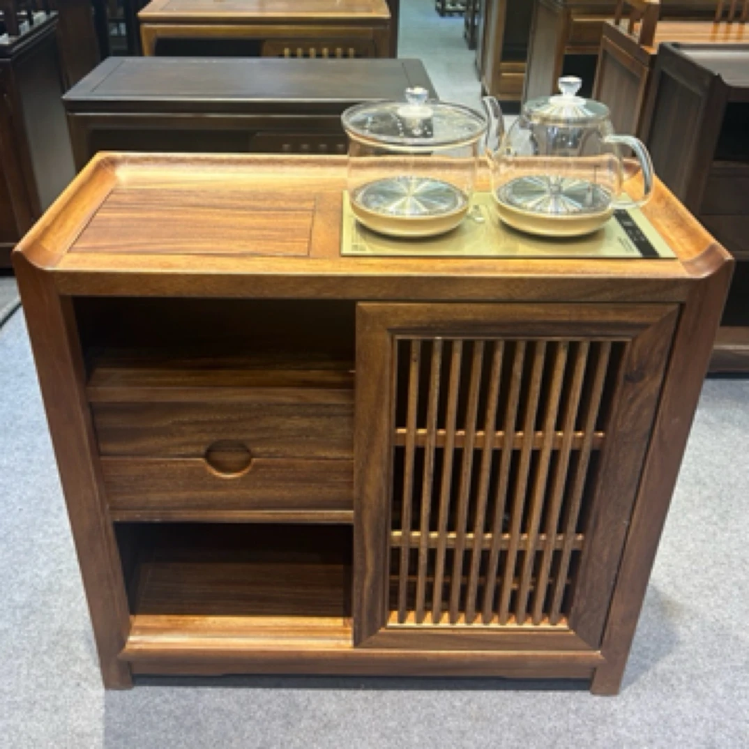 南美胡桃木纯料茶水柜边柜置物柜厚板厚材全原木长度75宽度33高70