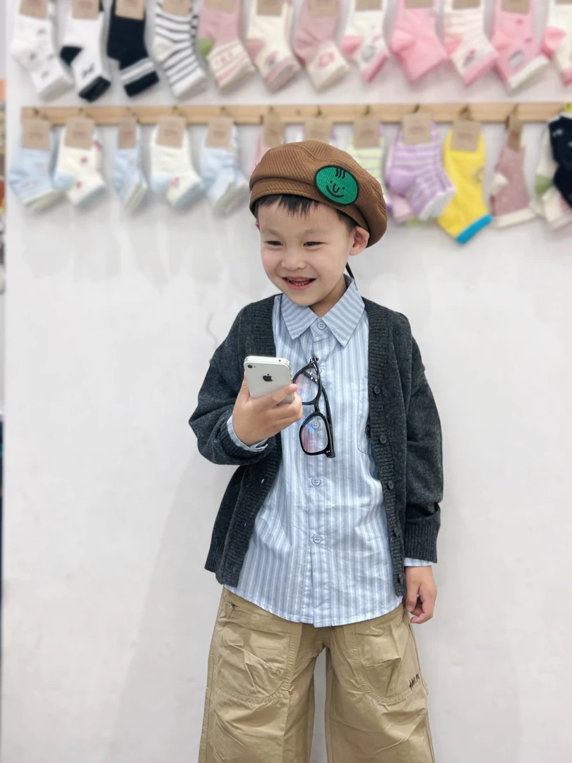 男童韩系学院风针织衬衫休闲套装韩版童装秋冬套装儿童