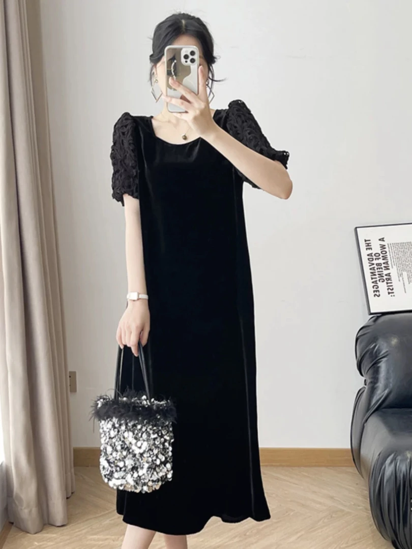 （诗诗精选）249-279 深圳南油长袖气质文艺丝绒连衣裙 集合链接6