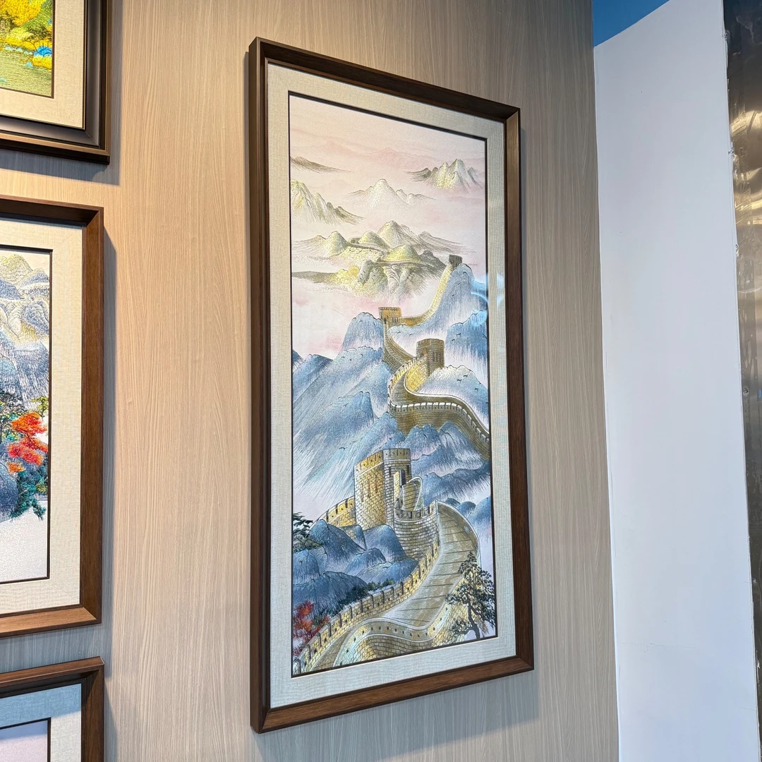 高端H20玄关万里长城精致高端餐厅过道工艺装饰画80160