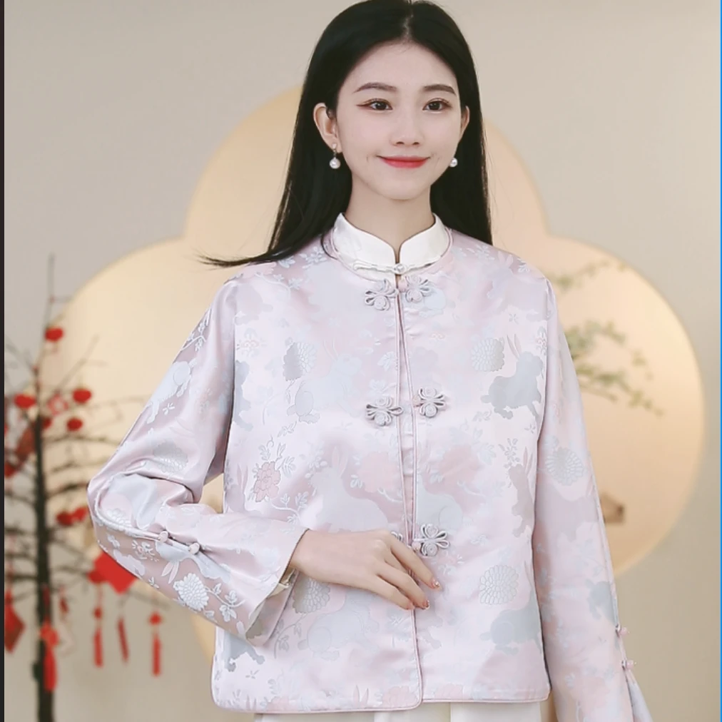 山有色2025新中式兔蝴蝶立领复古春款气质时尚外套/2326