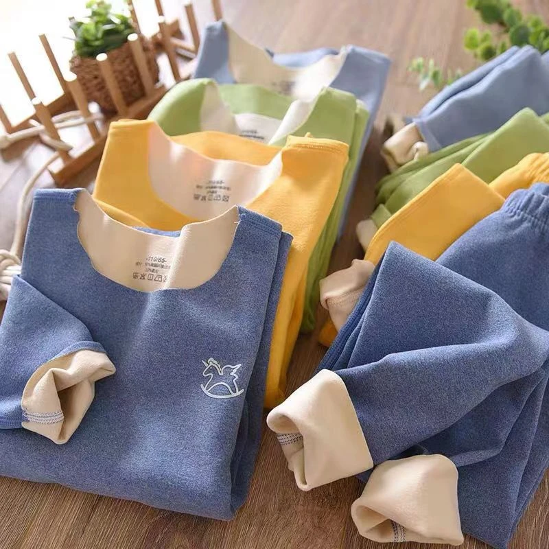 【工厂直发】儿童德绒双面绒无痕保暖内衣磨毛加绒保暖套装