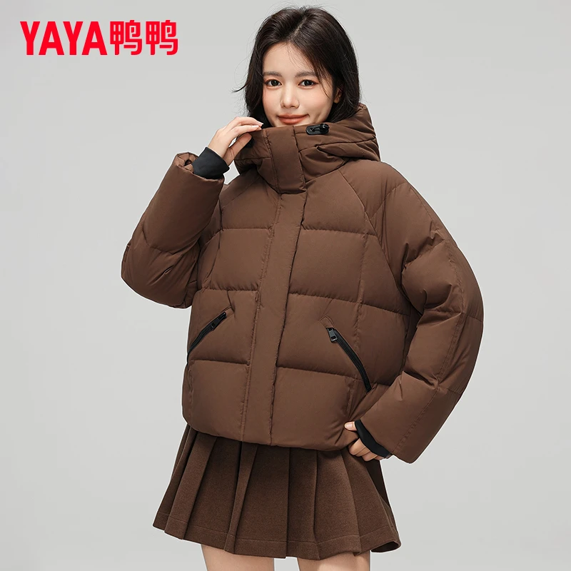 YAYA/鸭鸭短款羽绒服女2024冬季新款韩版时尚面包服加厚保暖外套