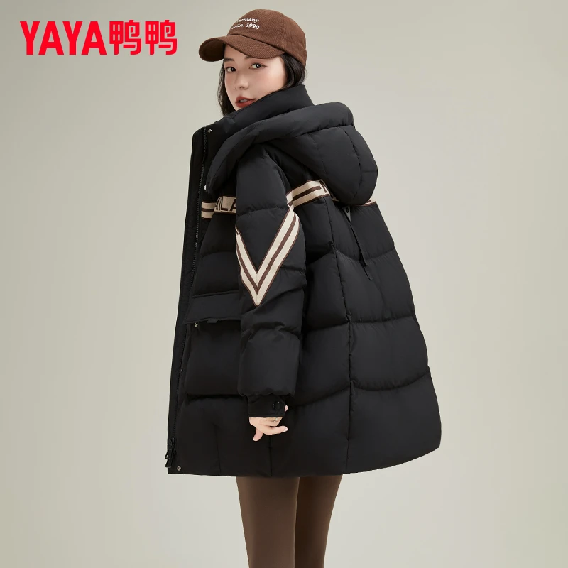 鸭鸭羽绒服女新款中长款设计感2024年冬季时尚洋气品牌正品潮外套