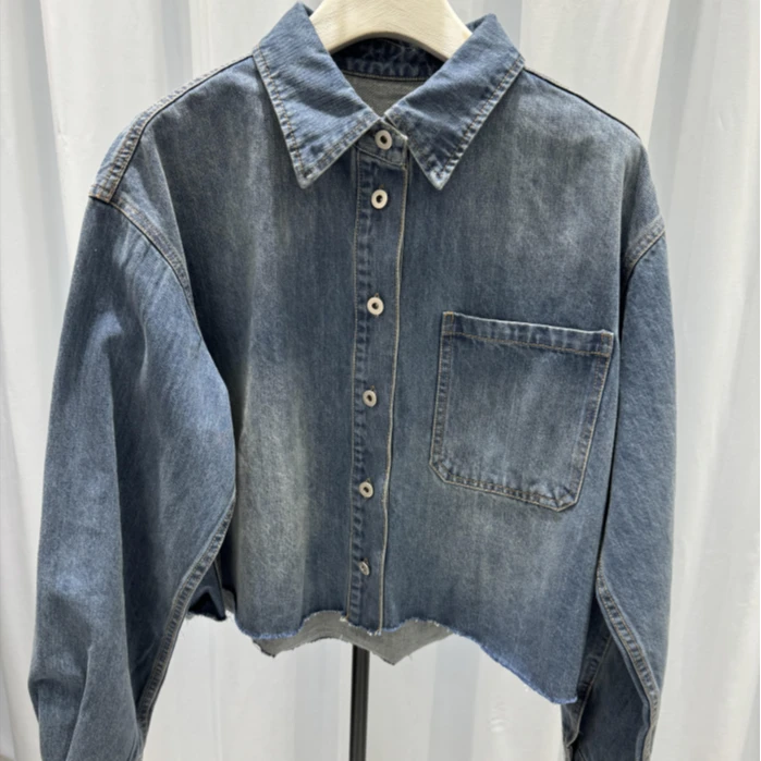 JYBD韩版水洗时尚宽松百搭复古牛仔外套春秋休闲