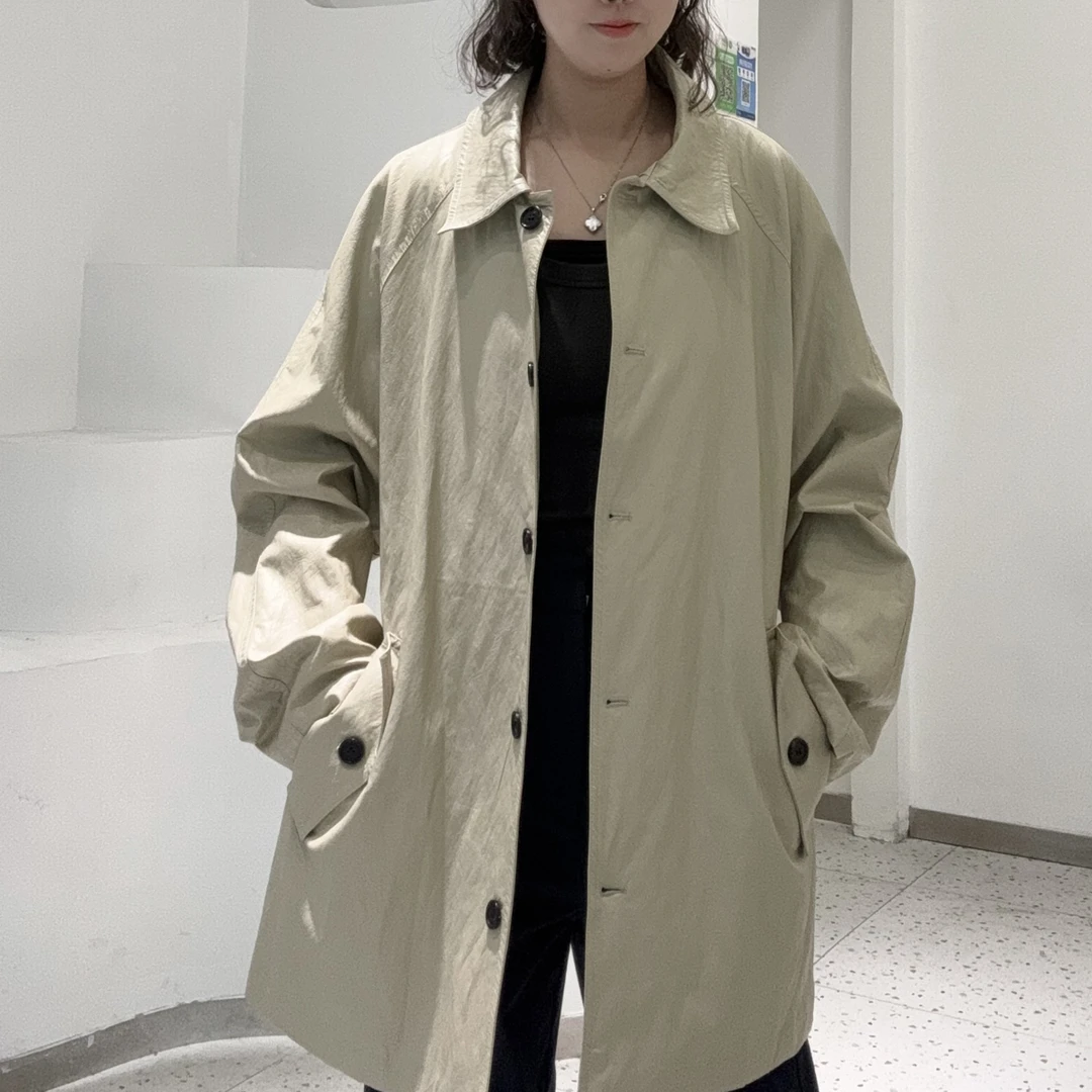 JYBD油蜡皮风衣时尚港风潮流中长款