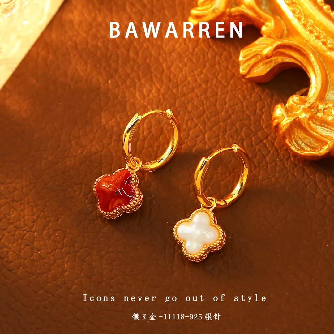 Bawarren 美❤ 11118-【双面幸运】耳环时尚简约轻奢