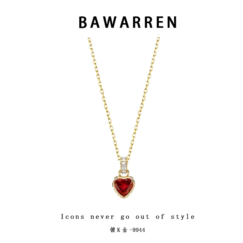 Bawarren 意❤ 9944-红心精致项链小众欧美优雅长款