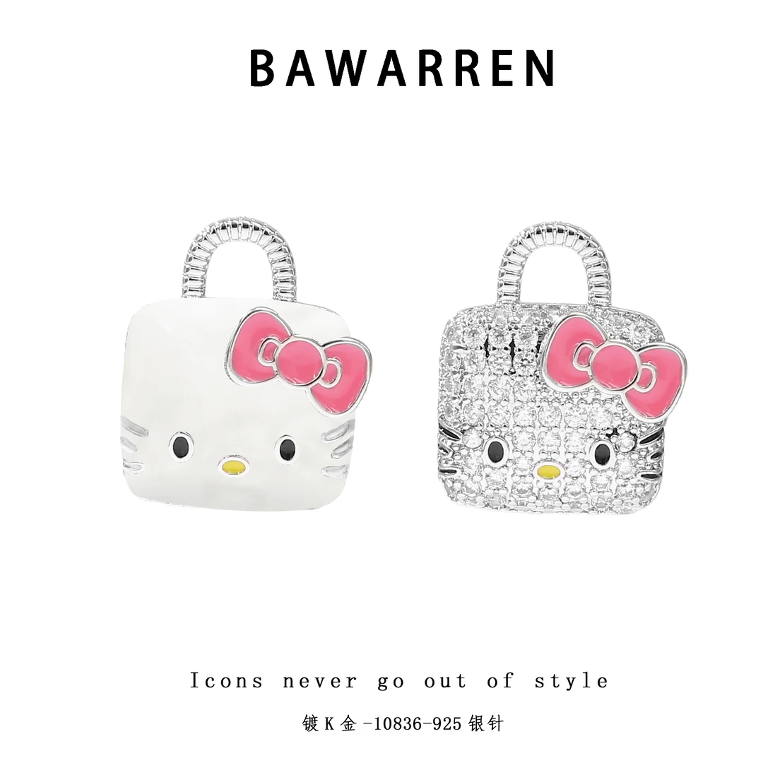 Bawarren 美❤ 10836-猫精致耳钉简约百搭欧美
