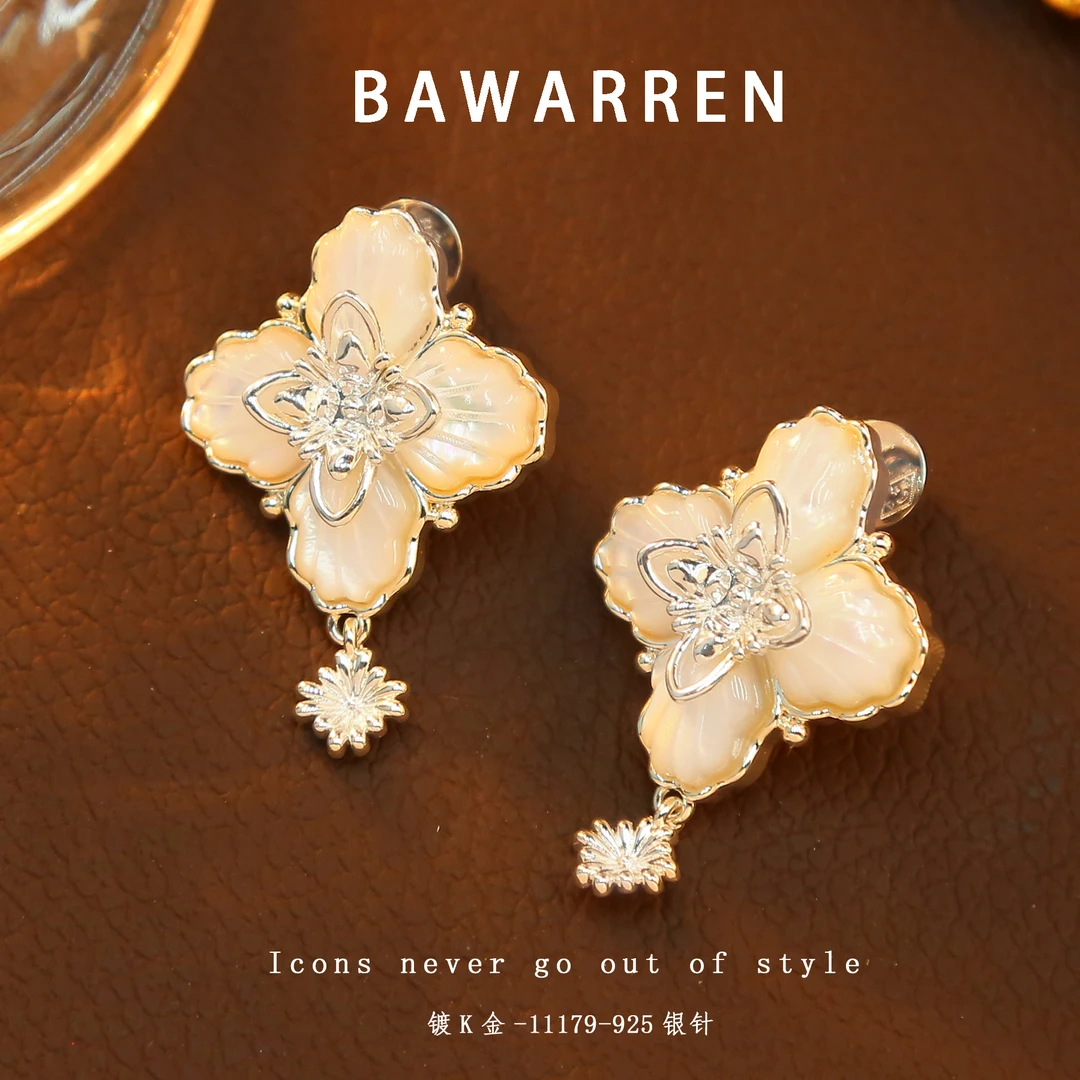 Bawarren 美❤ 11179-【十字花】精致耳环精致简约百搭