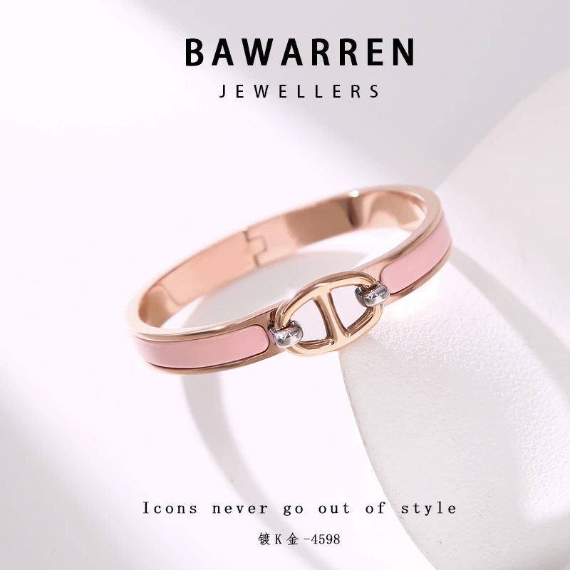 Bawarren 美❤精工CNC 4598-粉猪鼻轻奢手镯百搭小众简约