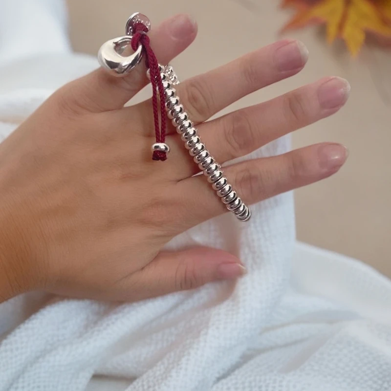 足银银制品 银珠子盘缠精品手链可调节百搭简约时尚